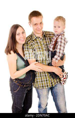 happy family isolated on a white background Stock Photo