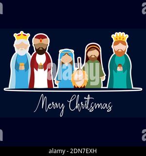 Merry christmas card with nativity - Vector illustration Stock Vector