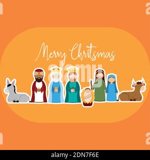 Merry christmas card with nativity - Vector illustration Stock Vector