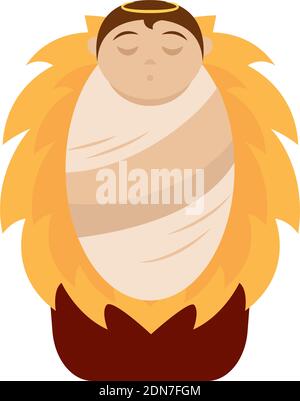 Isolated baby Jesus on a straw cradle - Vector Stock Vector