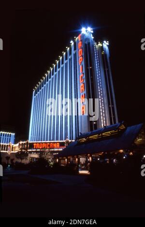 The Tropicana Hotel at night in Las Vegas, Nevada