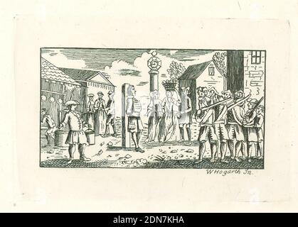 Illustration for 'Roman Military Punishment' by John Beaver, William Hogarth, English, 1697 - 1764, Samuel Ireland, English, ca. 1744–1800, Etching on paper, Execution of a soldier in a square., England, 1725-1794, Print Stock Photo