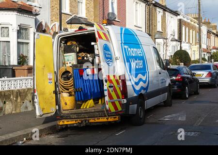 Thames Water maintenance van on residential street in London, England United Kingdom UK Stock Photo