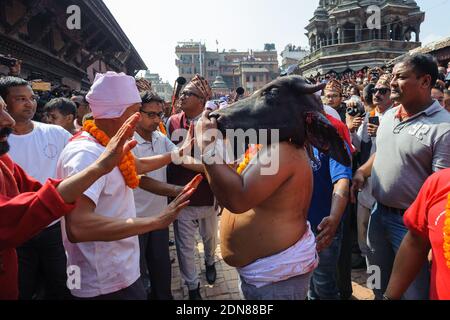 Patan, Kathmandu. during the Dasainnational religious festival in Nepal Stock Photo