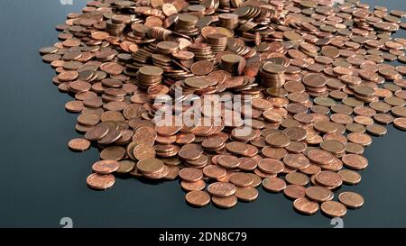 Euro cent copper coins background Stock Photo