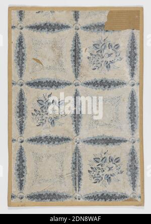 Sidewall (possibly USA); block-printed and flocked; 27 x 24 cm (10 5/8 ...