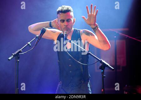 Asaf Avidan performing during a concert given to promote his new album 'Gold Shadow' on France Inter radio station at the Maison de la Radio in Paris, France, on January 09, 2015. Photo by Aurore Marechal/ABACAPRESS.COM Stock Photo