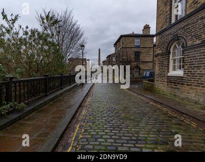 Albert Terrace in Saltaire, Yorkshire. Stock Photo