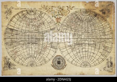 World Map With Compass Showing Europe And The Middle East Stock Photo 