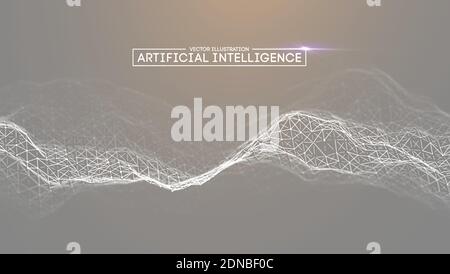 Grey background for Business presentation. Ai Future technology background. Artificial intelligence. Big Data Business Concept. Stock Vector