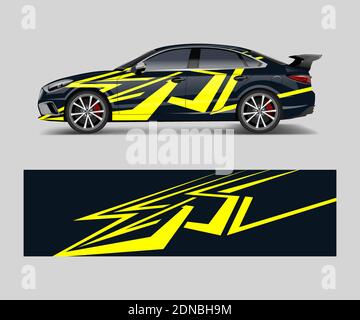 Racing car wrap with abstract stripe shapes for Company. Sport car racing wrap vector design template design vector Stock Vector