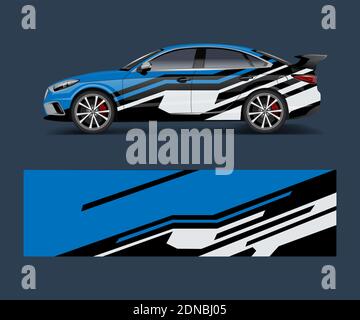 Car decal graphic vector wrap vinyl sticker. Graphic abstract wave shape designs for branding, race and drift car template design vector Stock Vector