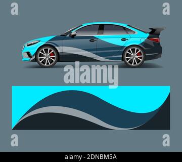 Car decal graphic vector wrap vinyl sticker. Graphic abstract wave shape designs for branding, race and drift car template design vector Stock Vector