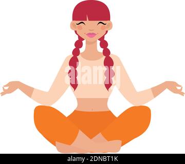 Isolated girl red head hygge style icon - Vector Stock Vector