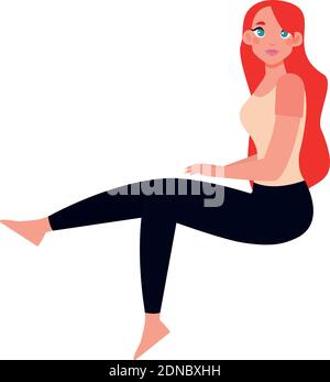 Isolated girl red head hygge style icon - Vector Stock Vector