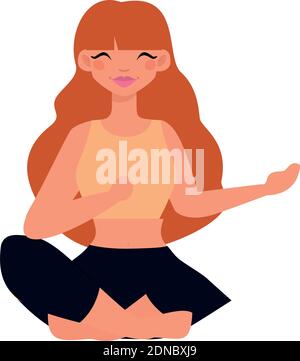 Isolated girl red head hygge style icon - Vector Stock Vector