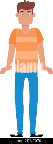 Isolated man with t-shirt hygge style icon - Vector Stock Vector
