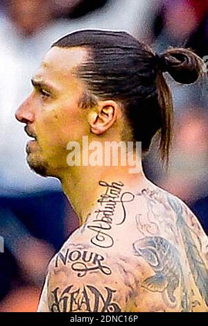 See Man U striker Zlatan Ibrahimovic's massive Tiger tattoos on his back  (photo)