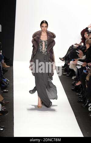 A model walks the runway at the Dennis Basso fashion show at The Theatre at Lincoln Center in New York City, NY, USA on February 16, 2015. Photo by Richard Davis/ABACAPRESS.COM Stock Photo