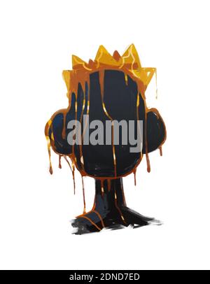 Black Graffiti Faceless Portrait with melting Crown. Modern Street art style and abstract. Expressionism and basquiat vibe Art Painting for print, pos Stock Photo