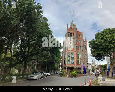 The Presbyterian Church of Daxi in Taoyuan, Taiwan. This gothic-style church was original built in 1889 and was rebuilt in 1997. Stock Photo
