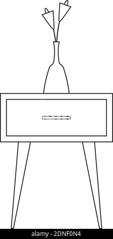 Isolated table and flower vase household draw items icon- Vector Stock Vector