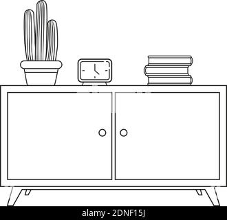 Isolated small table household draw items icon- Vector Stock Vector