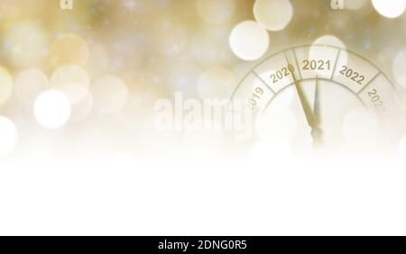 Countdown to midnight concept. Clock of holiday counting last moments before Christmas or New Year 2021. Stock Photo