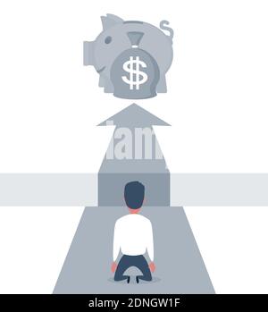 Concept of crisis and failure. Vector illustration, flat design, cartoon style, isolated background. Stock Vector