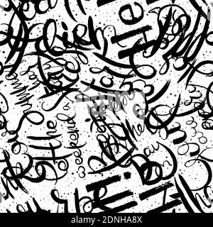 Graffiti background seamless pattern. Hand style tagging. Vandal vector lettering Stock Vector