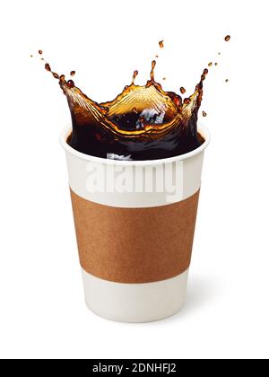 cup of coffee splashing isolated on white Stock Photo