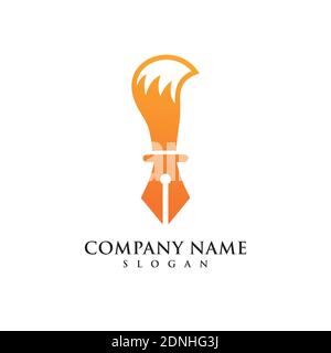 Pen Fox Abstract Logo vector Business Company Stock Vector