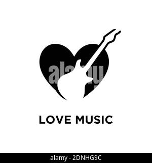 Love music logo template design illustration. Stock Vector