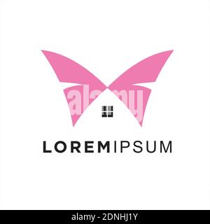 house and butterfly  logo modern graphic Stock Vector