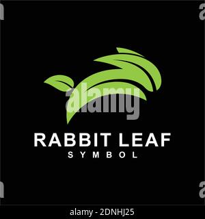 Symbol icon design green leaves rabbit logo design. Stock Vector