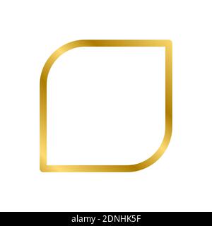 Gold shiny glowing vintage square frame with shadows isolated on white background. Gold realistic square border. Vector illustration Stock Vector