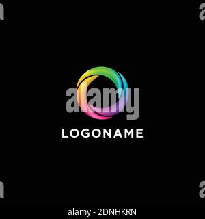 SYMBOL DESIGN LOGO CYRCLE RAINBOW ICON TEMPLATE INSPIRATION . Stock Vector