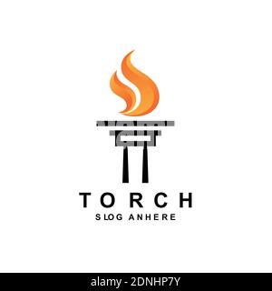 Initial Letter T or pillar for Torch logo design Stock Vector