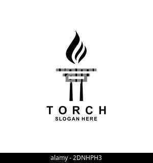 Initial Letter T or pillar for Torch logo design Stock Vector