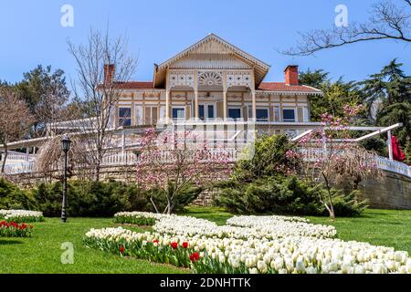 Yellow Mansion in Emirgan Park Stock Photo