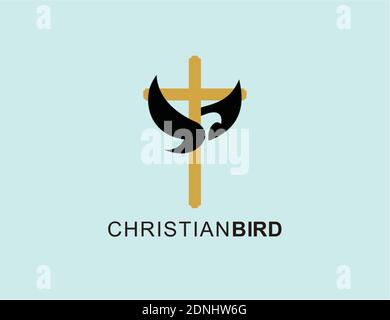 Symbol icon bird and cross Logo Design inspiration template. Stock Vector