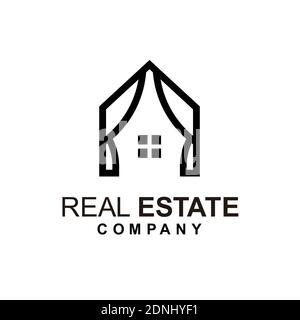 curtain icon, logo for mabel / property company, real estate Stock Vector