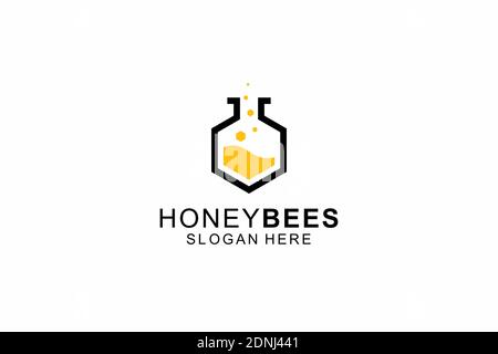 lab Honeybees Logo Template icon Design Concept inspiration Stock Vector