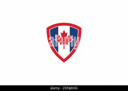 Maple shield canadian icon logo symbol design inspiration Stock Vector