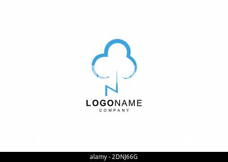 tree cloud or initial N cloud Logo Template, Icon, Symbol, design Stock Vector