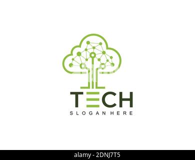 tech tree cloud idea logo icon symbol inspiration template Stock Vector