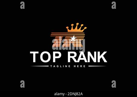 Top rank or initial T R with crown Logo Symbol design inspiration Stock Vector