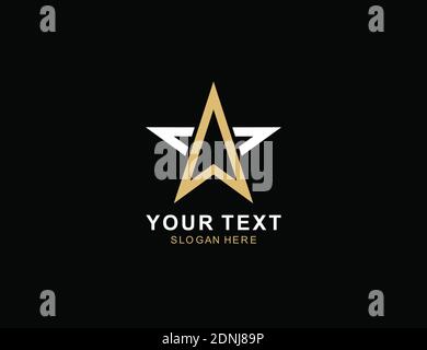 star with golden map or letter A Logo Design inspiration Stock Vector