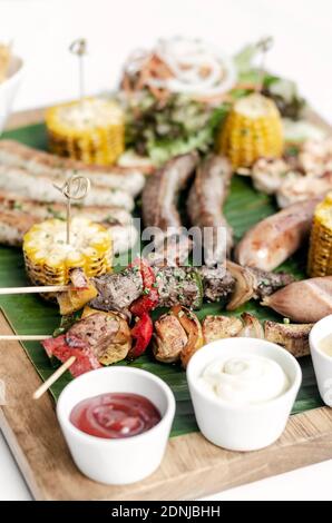 barbecue set up for barbecue in the style of ground fire Stock Photo ...