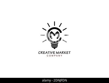Smart idea bulb initial C M MC Logo, Bulb Creative logo. Unique and modern design Stock Vector
